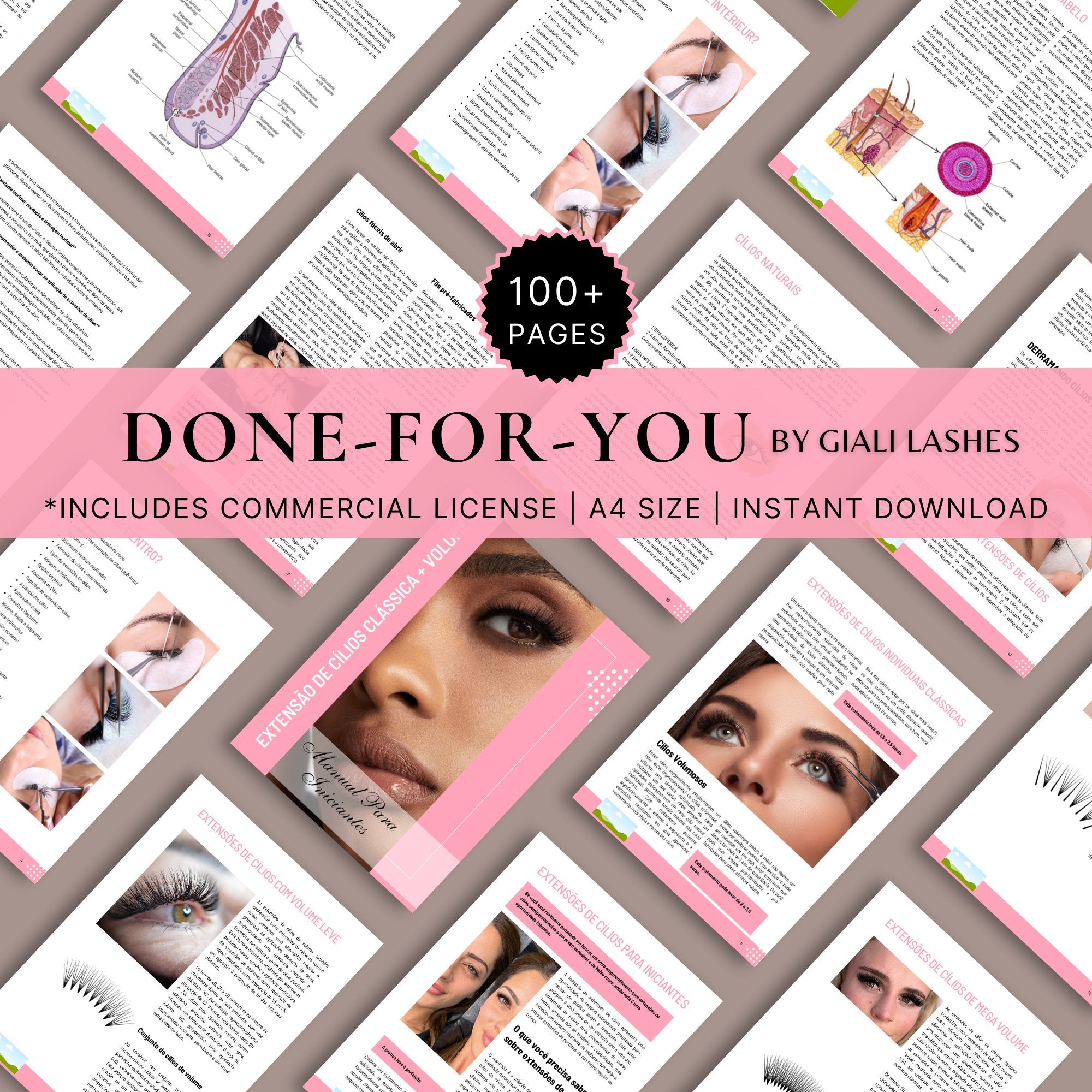Classic & Volume Eyelash Extension Editable Printable Lash Training Manual With Resell Rights Add Your Own Logo - Giali Lashes