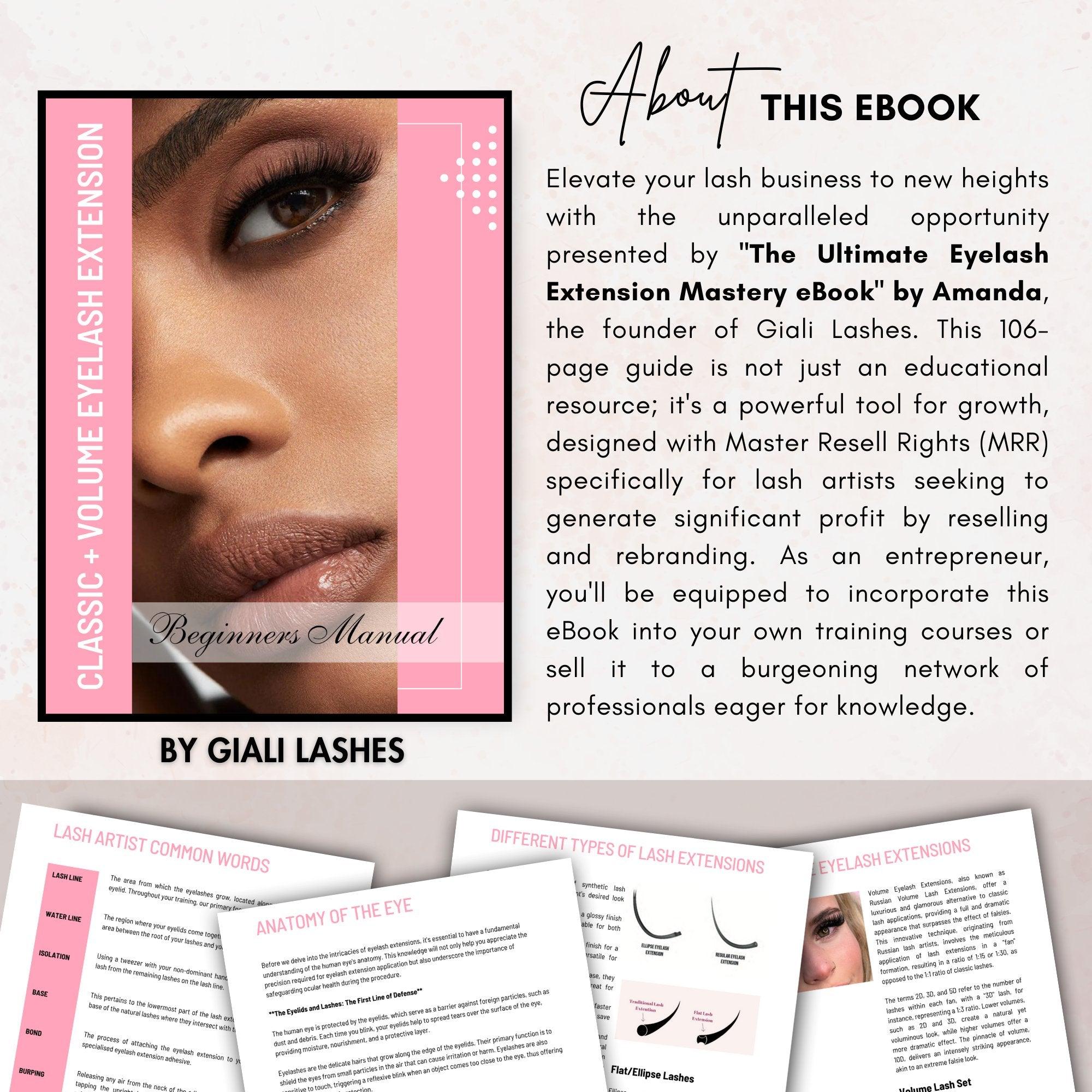 Classic & Volume Eyelash Extension Editable Printable Lash Training Manual With Resell Rights Add Your Own Logo - Giali Lashes