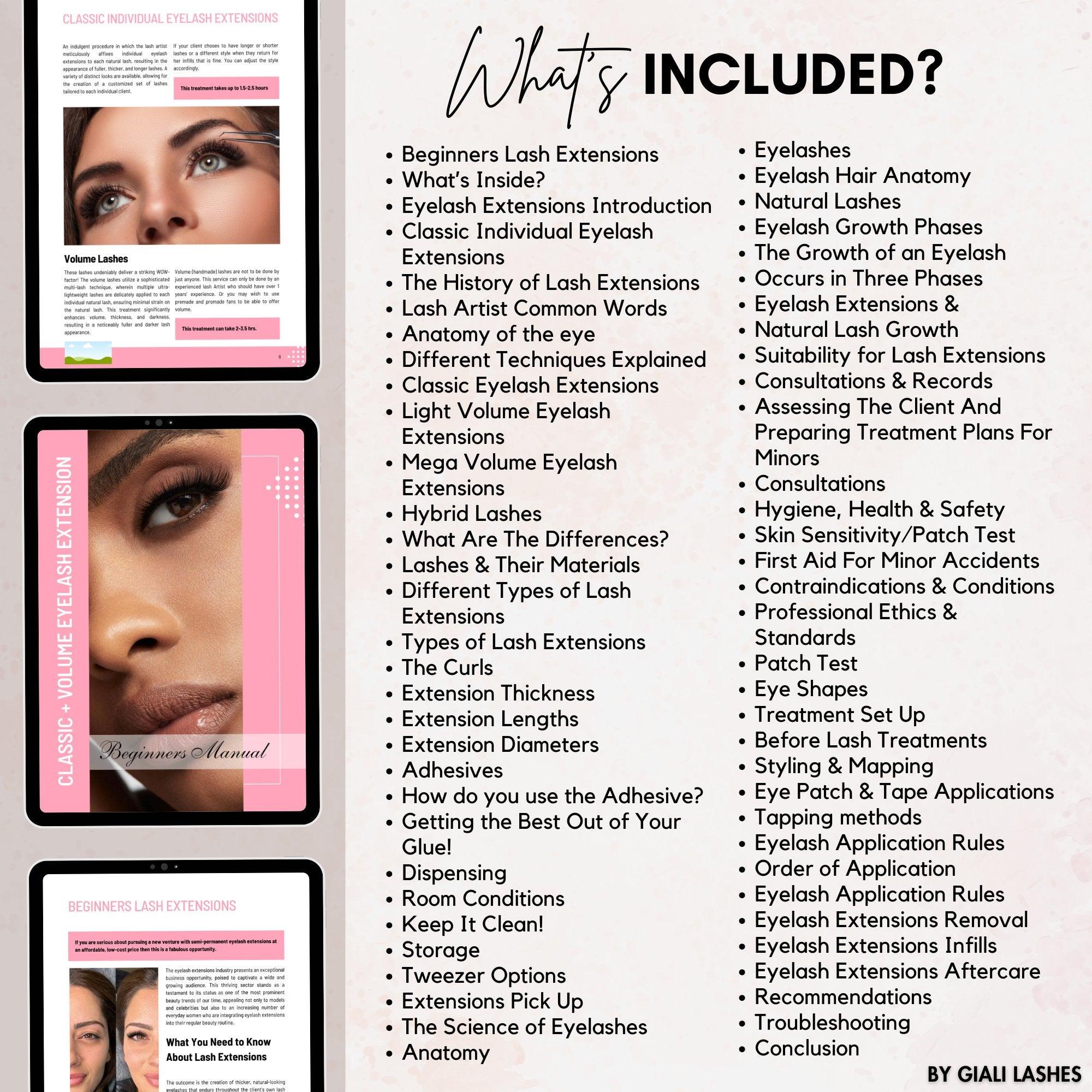 Classic & Volume Eyelash Extension Editable Printable Lash Training Manual With Resell Rights Add Your Own Logo - Giali Lashes