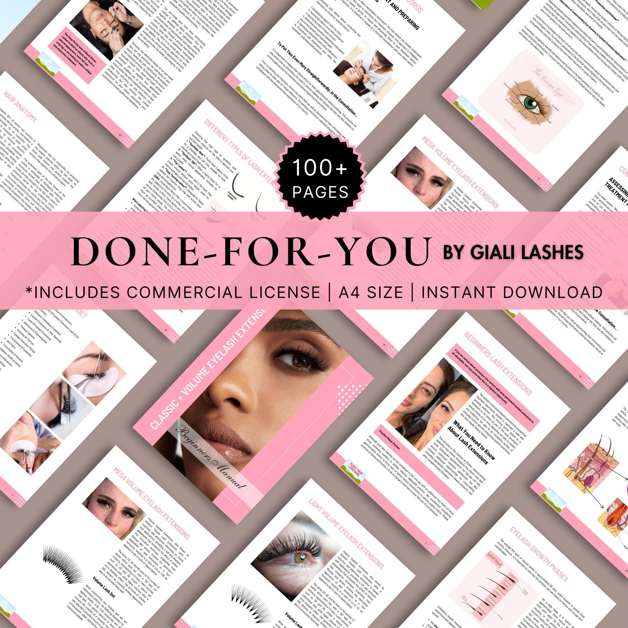 Classic & Volume Eyelash Extension Editable Printable Lash Training Manual With Resell Rights Add Your Own Logo - Giali Lashes