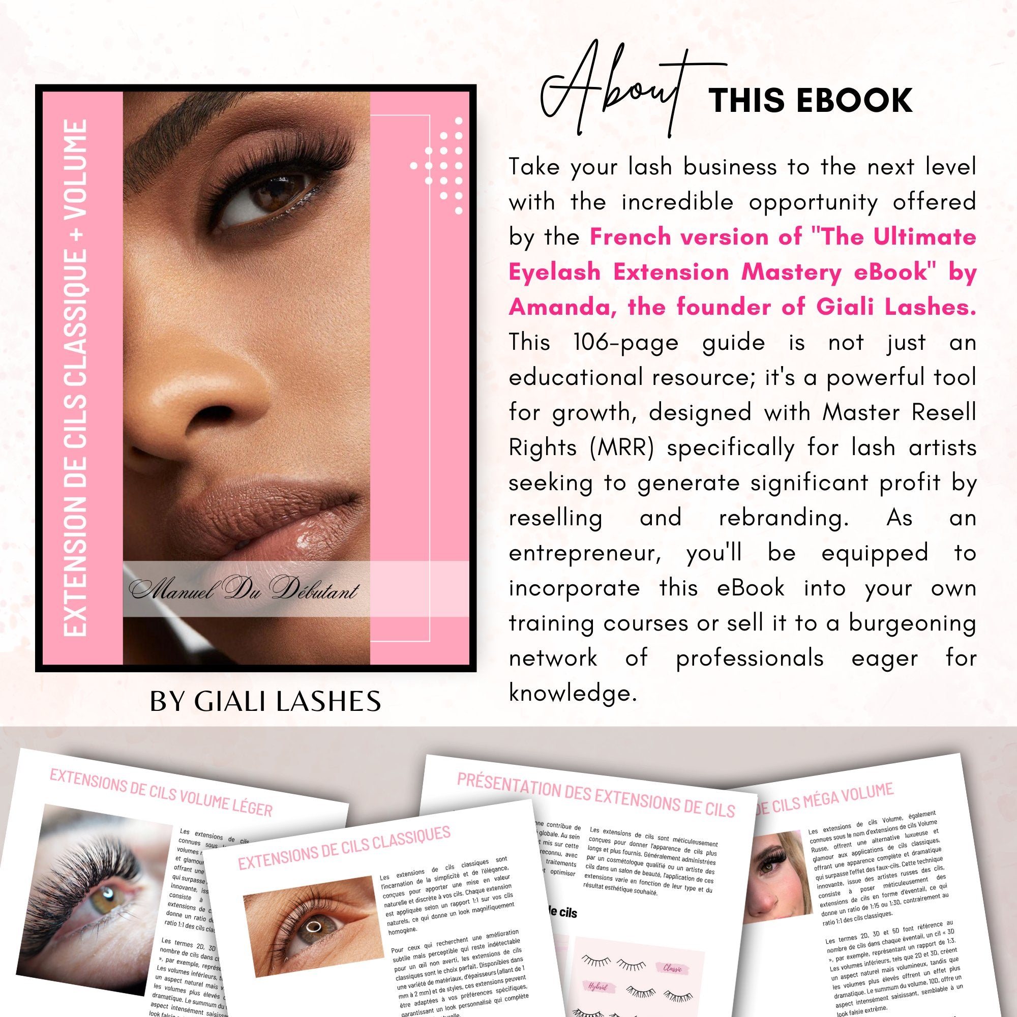 Classic & Volume Eyelash Extension Editable Printable Lash Training Manual With Resell Rights Add Your Own Logo - Giali Lashes