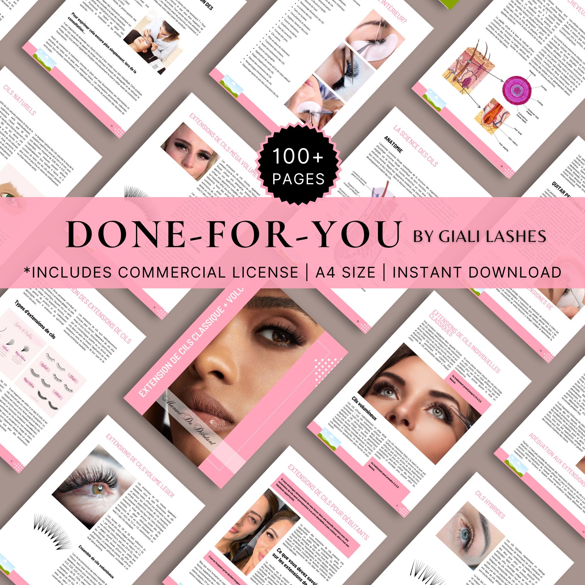Classic & Volume Eyelash Extension Editable Printable Lash Training Manual With Resell Rights Add Your Own Logo - Giali Lashes