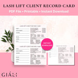 Lash Lift Record Card & Liability Waiver Consent Form Downloadable Printable PDF