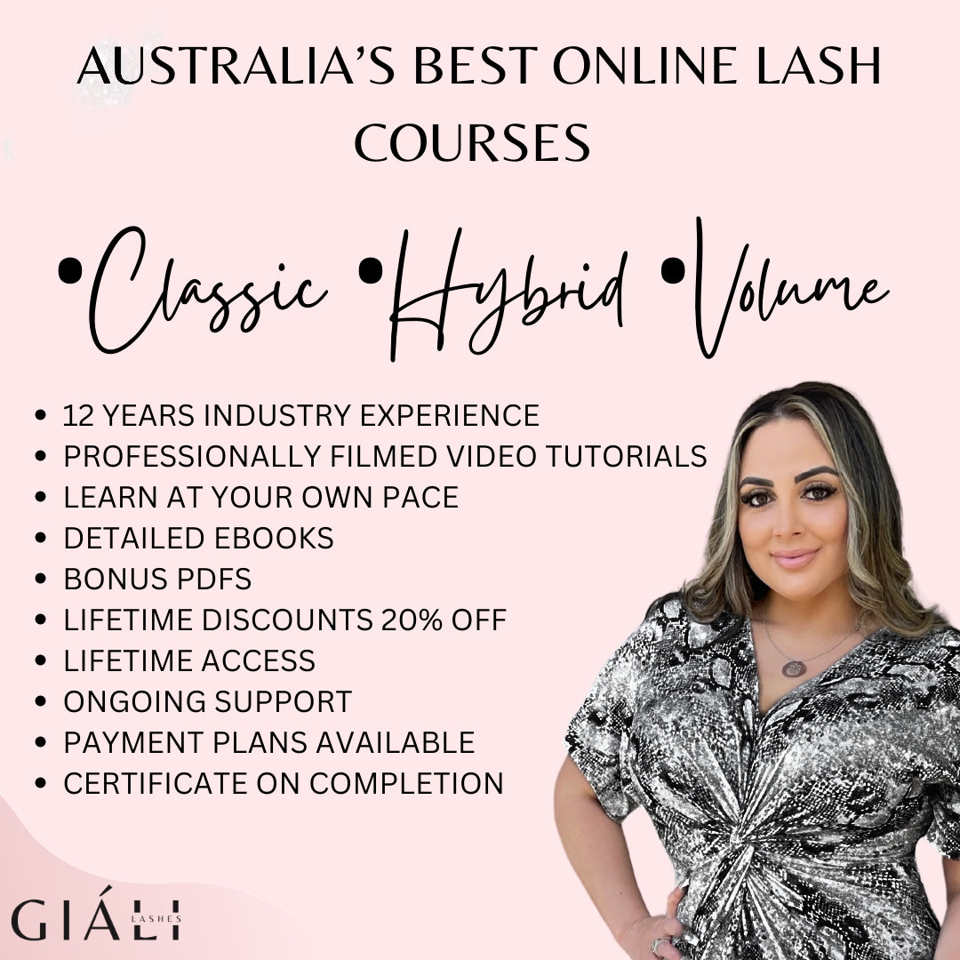 Online Classic, Hybrid, Premade Volume Eyelash Extension Course (with BONUS Social Media Tips & FREE Kit*)-Giali Lashes