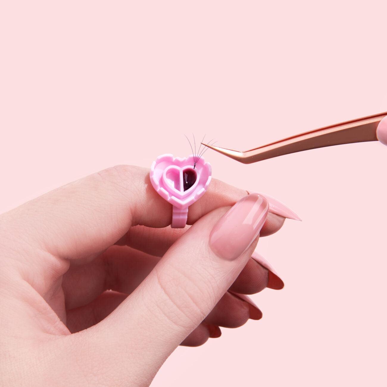 Pink Heart Blossom Glue Ring 20pcs-Giali Lashes