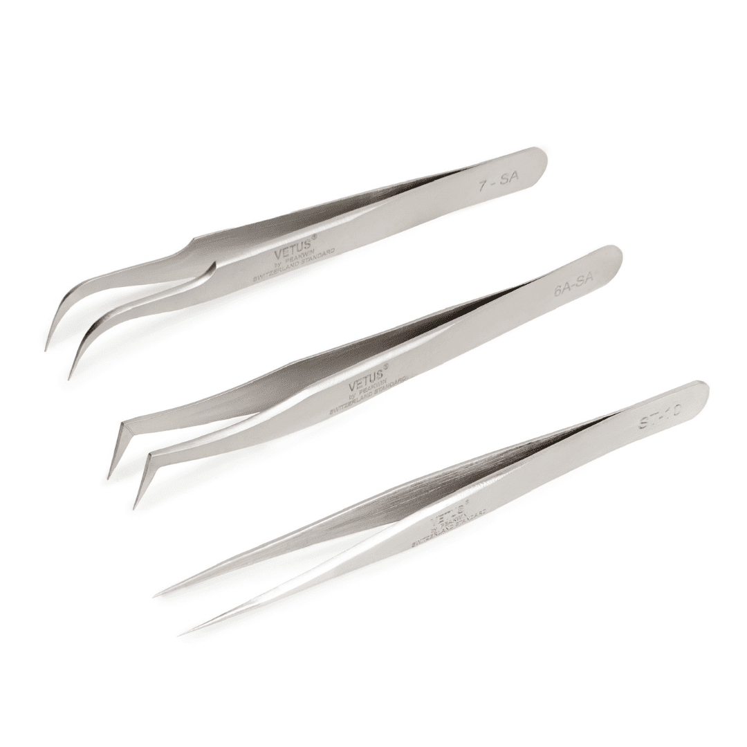 3-Piece Stainless Steel Diamond Claw Tweezers Set - For Jewelry Making & Gemstone Handling