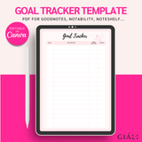 Digital Goal Tracker Template Editable In Canva - Giali Lashes 