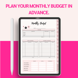 Digital Undated Monthly Budget Planner With Hyperlinks Printable Downloadable with MRR - Giali Lashes 