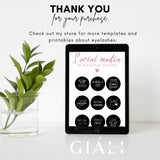 30 Instagram Black Eyelash Extension Highlight Covers Editable & Customisable Instant Download - Giali Lashes