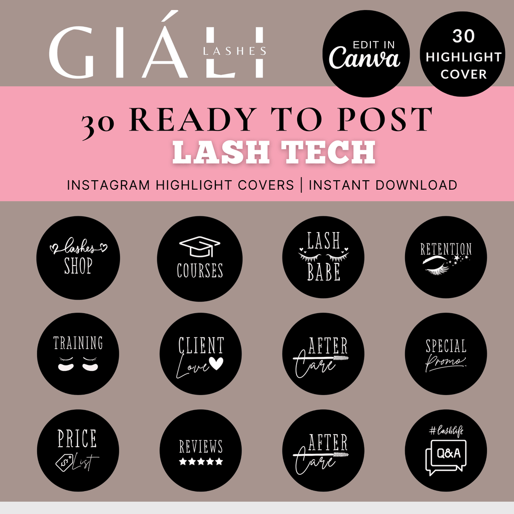 Ebook for Instagram Black Eyelash Extension Highlight Covers