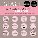 30 Pink Instagram Eyelash Extension Highlight Covers Rebrand Editable & Customisable Instant Download