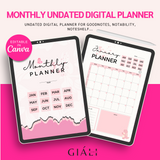 12 Month Undated Digital Planner Template Edit In Canva