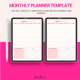 Monthly Undated Planner Template - Giali Lashes 