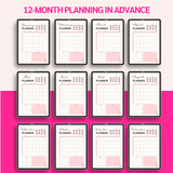 12 Month Undated Digital Planner Template Edit In Canva