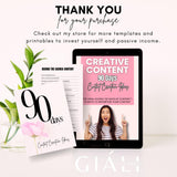 90 Days Creative Content Creation Ideas Ebook With Master Resell Rights To Resell Rebrand Edit Print and Download - Giali Lashes