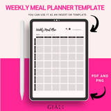 Weekly Meal Planner Organisational Tool Template