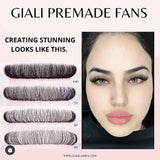 10D Premium Promade XL 400 Premade Volume Fans - Giali Lashes 
