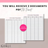 Daily Income Tracker Downloadable & Printable PDF File - Giali Lashes