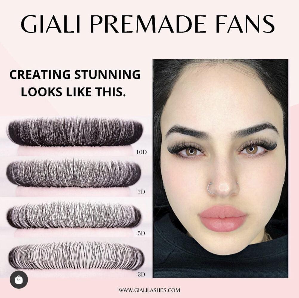 Giali Lashes 3D Handmade Loose Pro-Made Fans 0.07-Giali Lashes