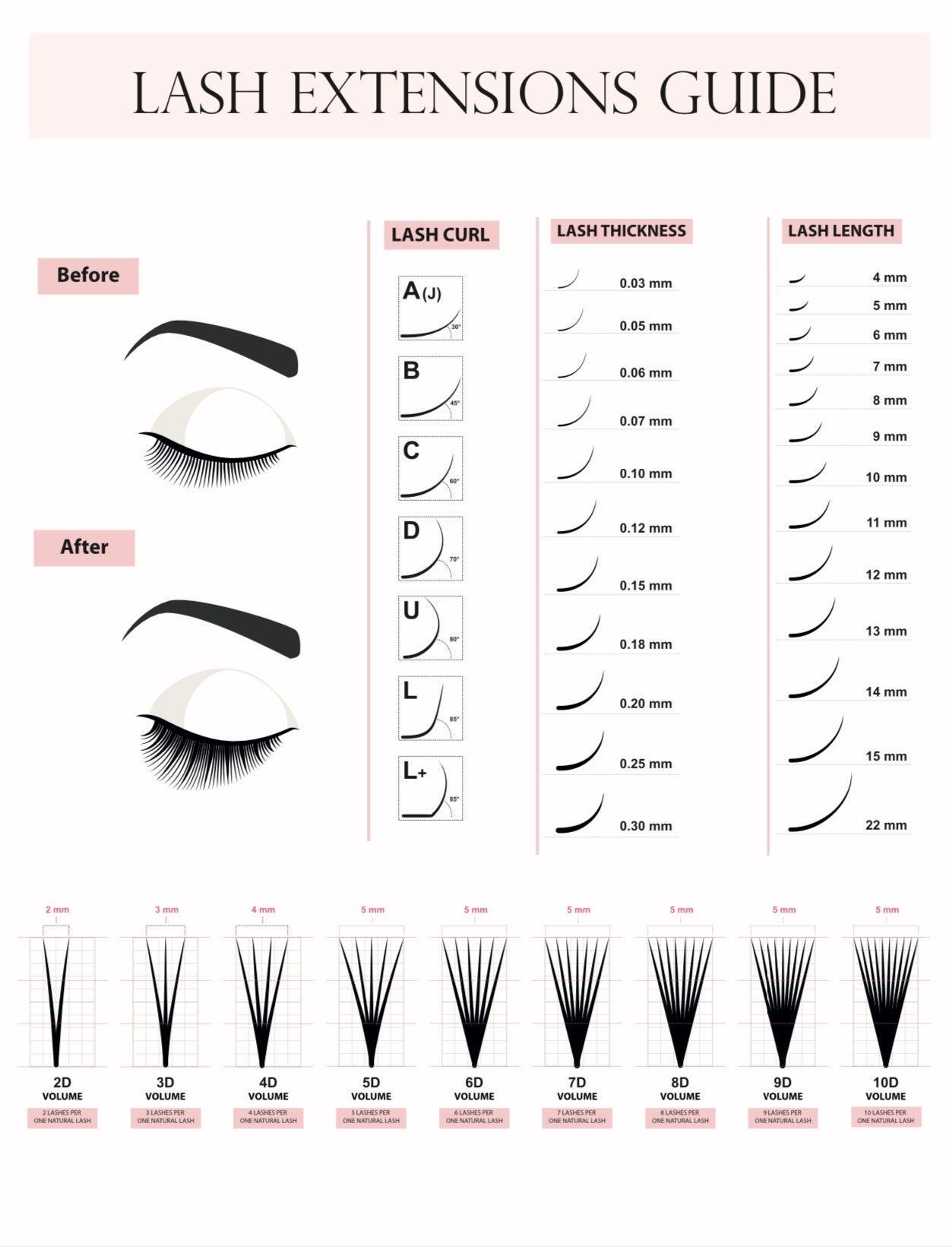 Lash Guide Downloadable & Printable PDF 2 Pages