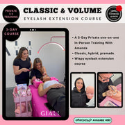 PRIVATE 1:1 CLASSIC & VOLUME EYELASH EXTENSION COURSE - 3 DAY COURSE