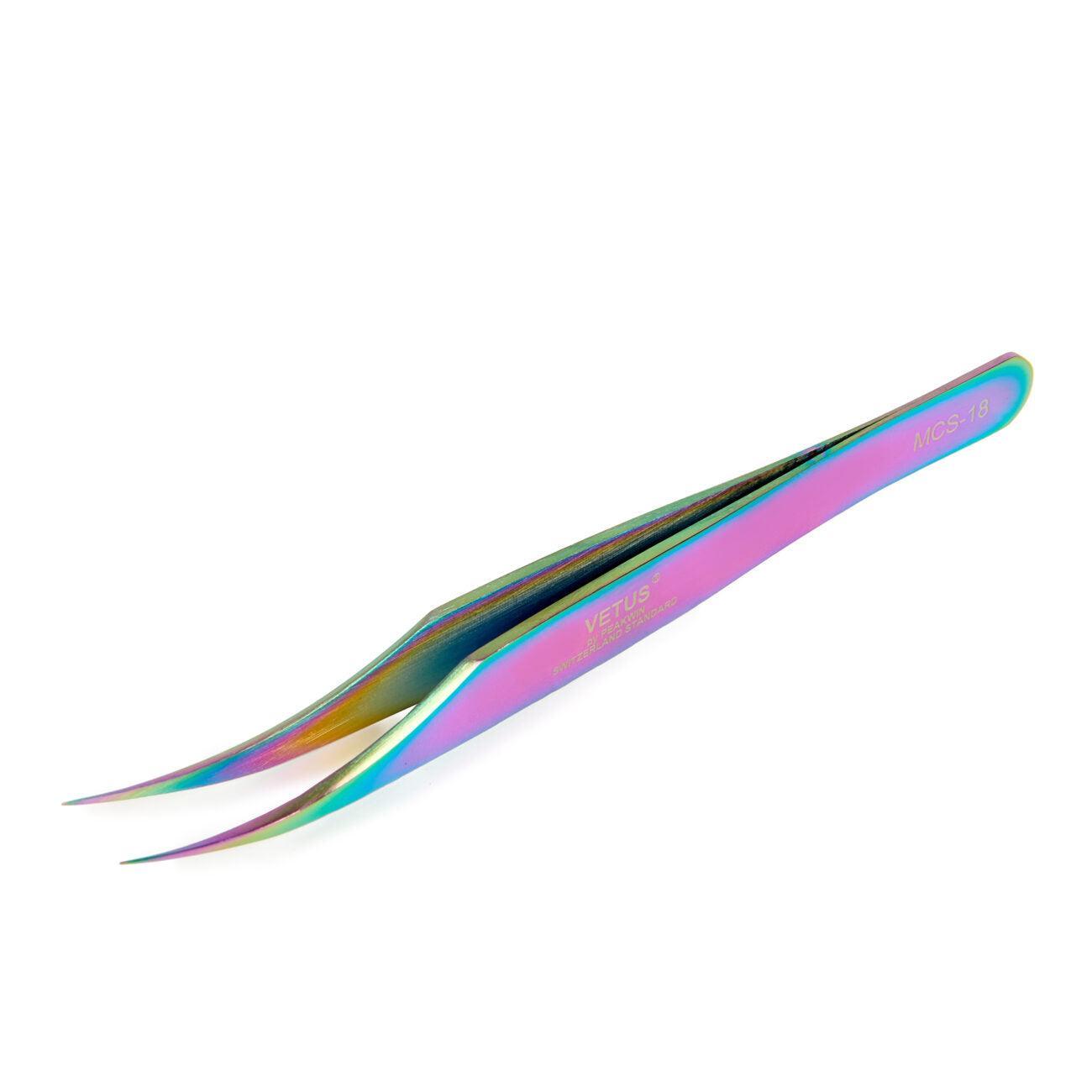 Vetus Rainbow Dolphin Lash Tweezers MCS-18 C Shape-Giali Lashes