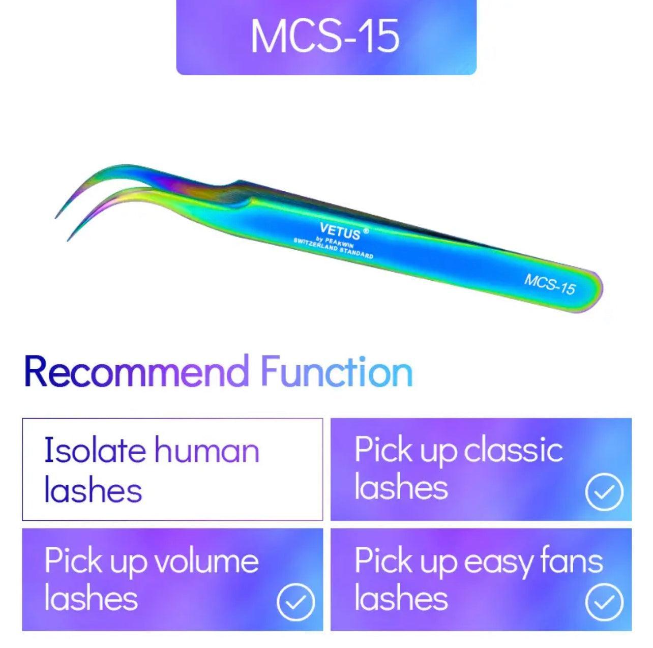 Vetus Rainbow J Curve Lash Tweezers MCS-15 - Giali Lashes 